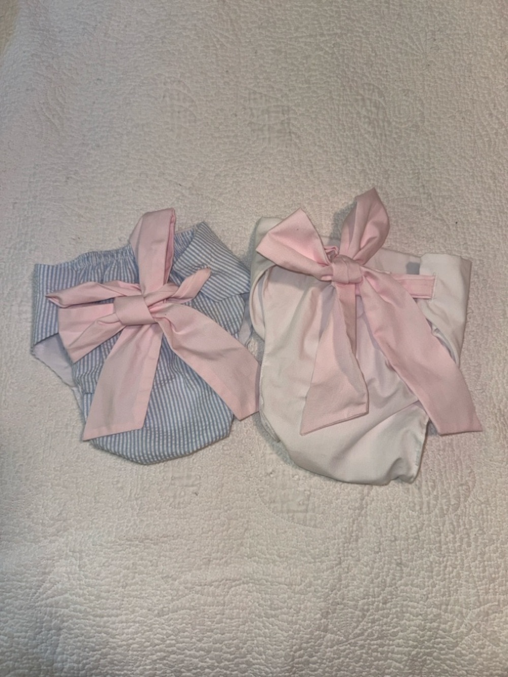 Set of 2 TBBC Baby Bloomers Blue Seersucker and White Diaper Covers 18-24 months
